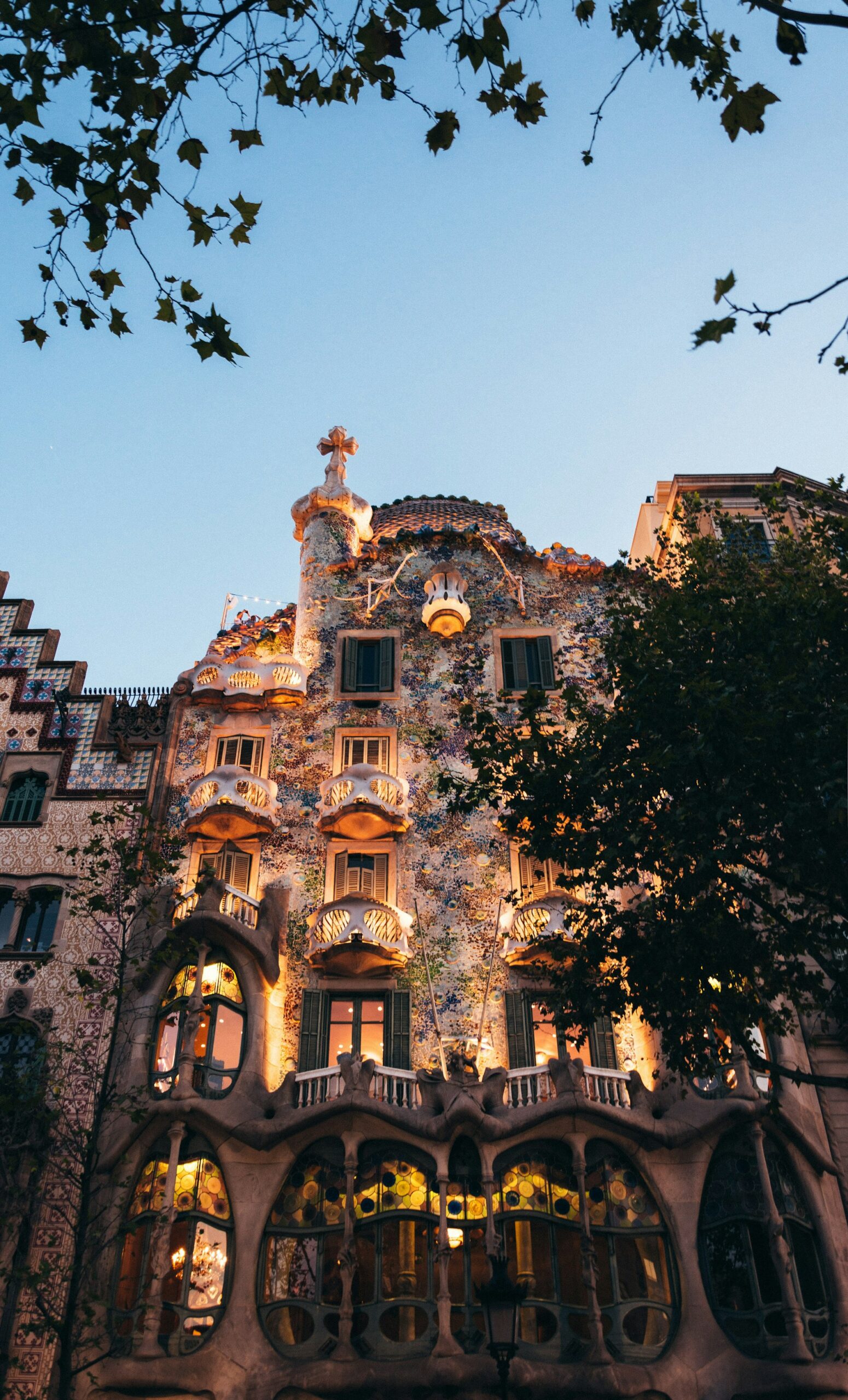 Casa Batlló in Barcelona at dusk