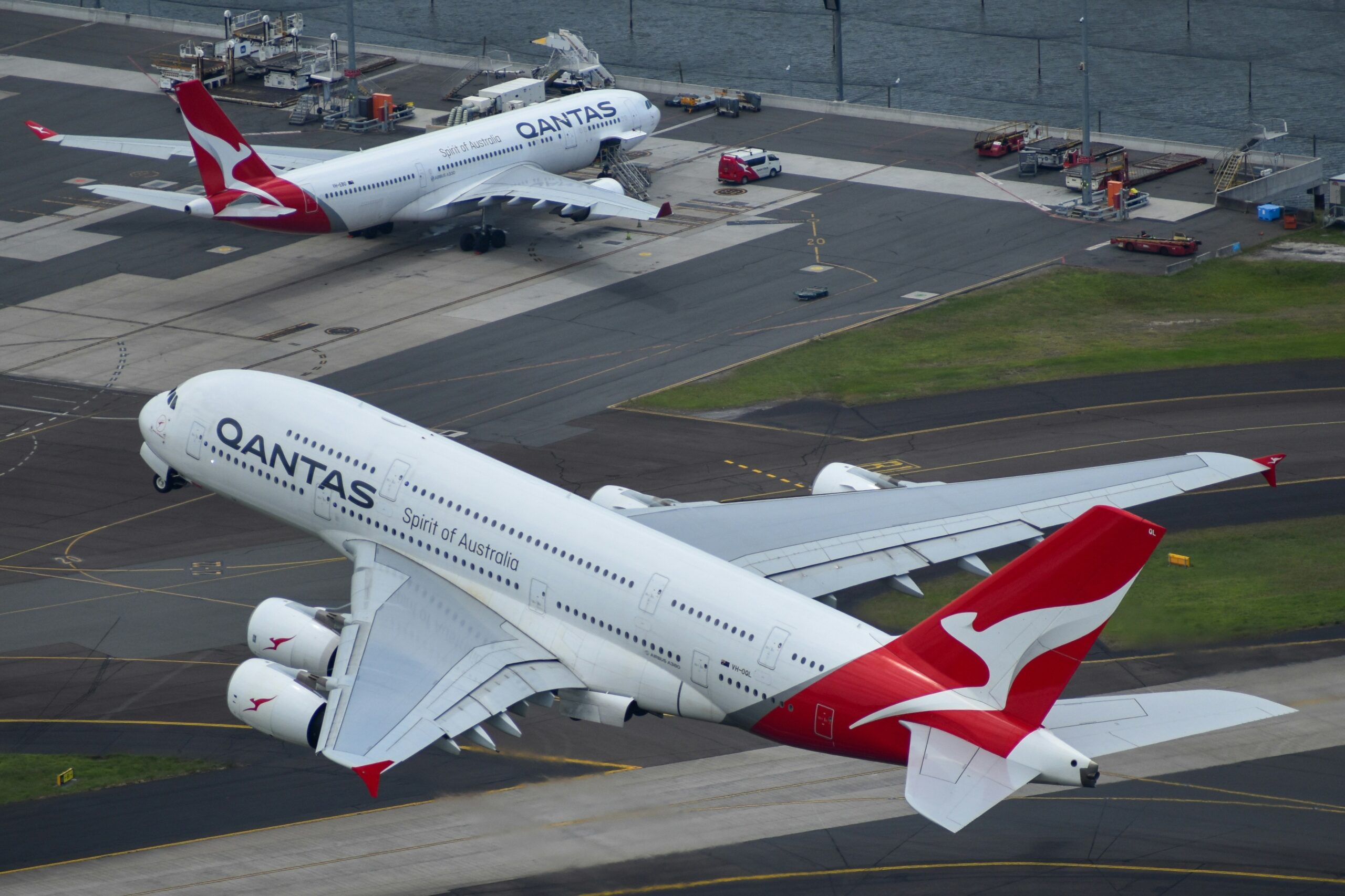 Fleet lined up at airport gate