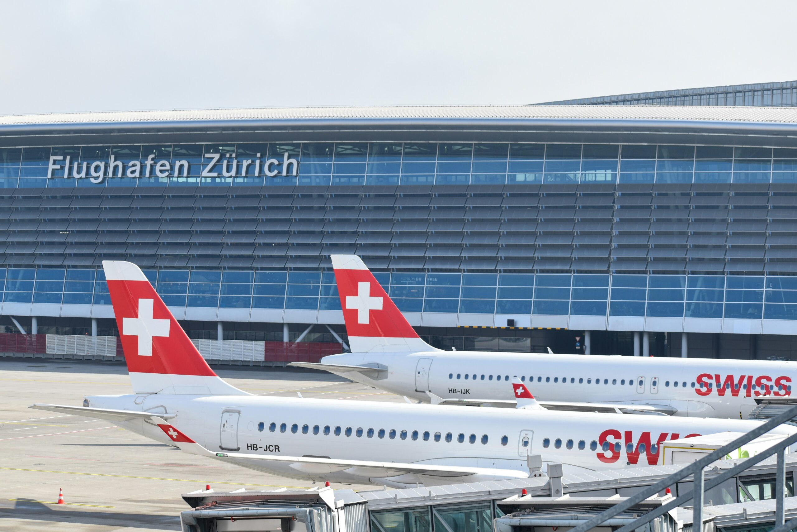 Swiss fleet at Zurich Airport to landing