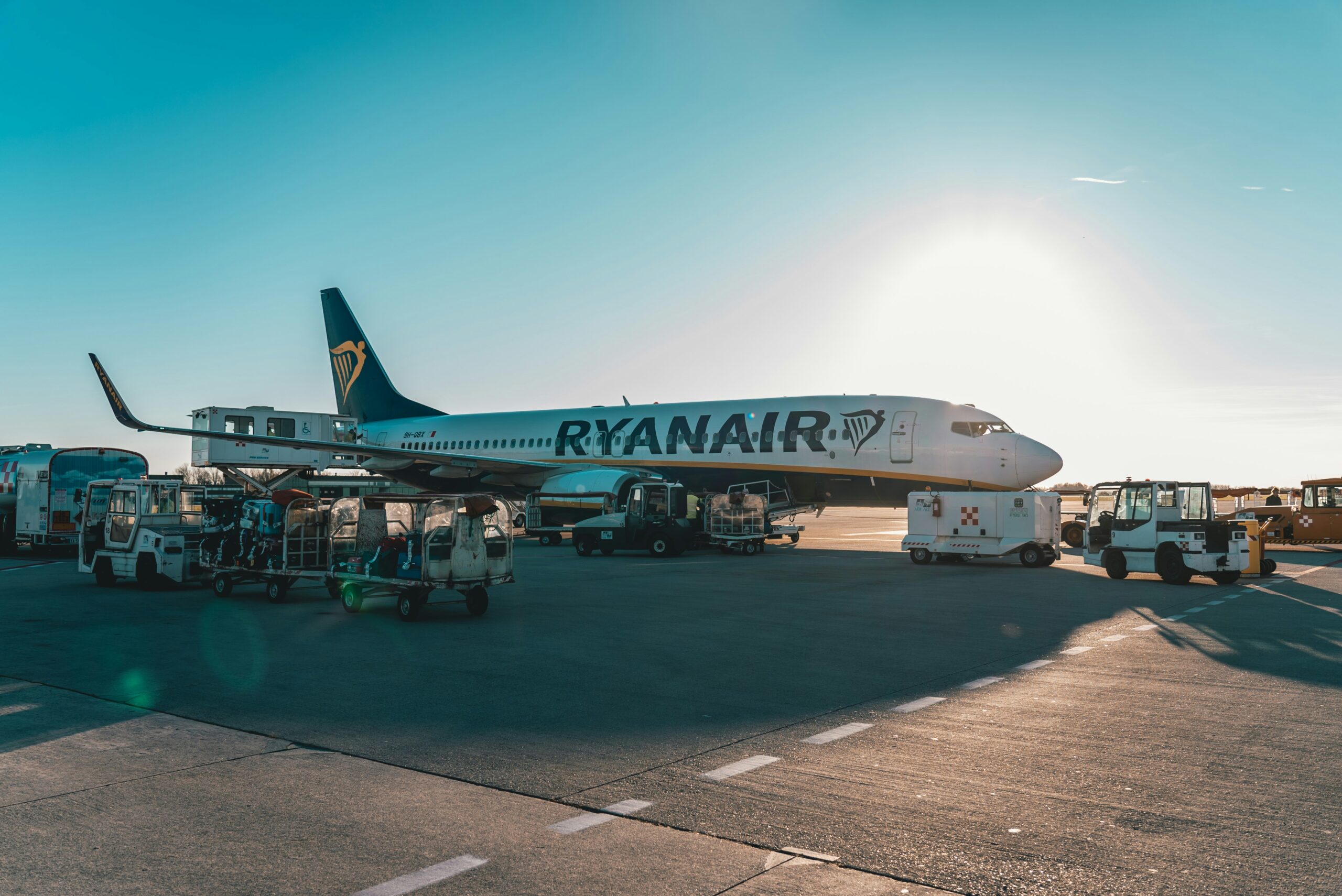 Ryanair Boeing 737 at airport ready for boarding